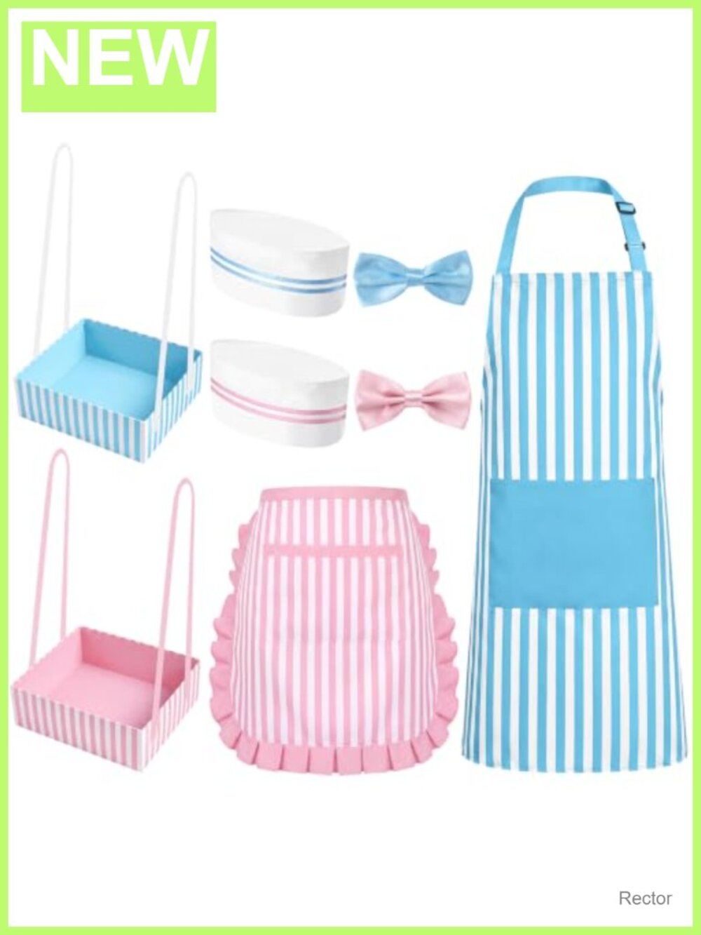 Couple Waiter Costume Kit 8 Pcs Retro Diner Cosplay Halloween Stage Party